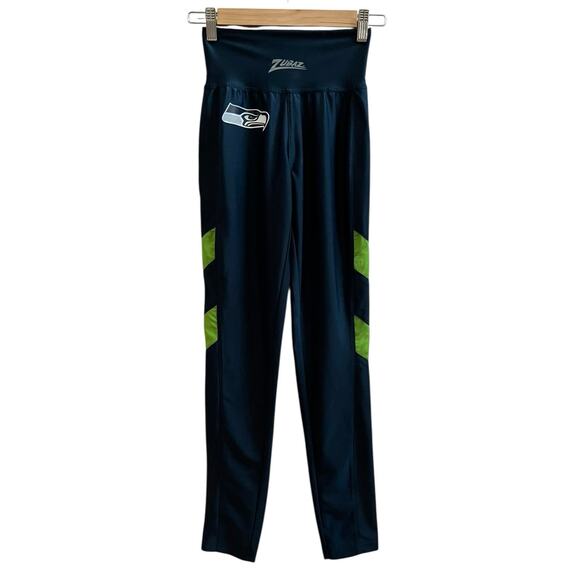 Zubaz Blue Side Green Mesh Panels NFL Seattle Seahawks Graphic Leggings Size XS - Picture 2 of 13